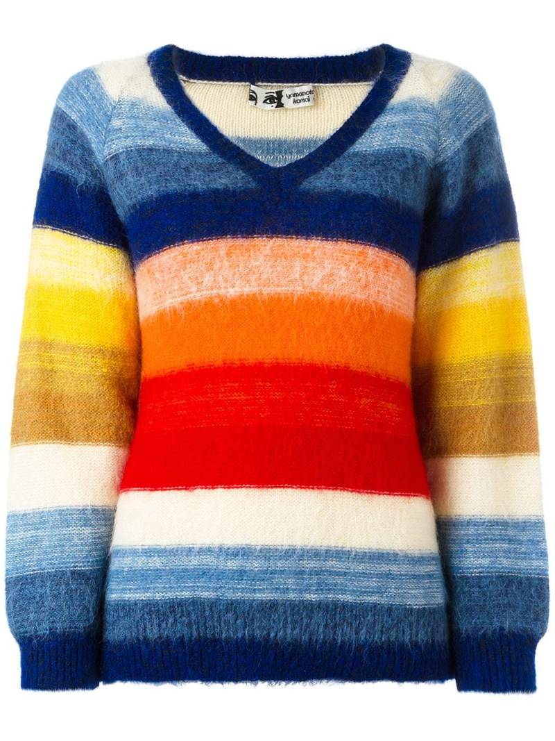 Kansai Yamamoto Pre-Owned 1980s contrast stripe V-neck jumper - Multicolour von Kansai Yamamoto Pre-Owned
