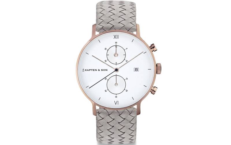 Kapten & Son Quarzuhr »Chrono Grey Woven Leather« von Kapten & Son