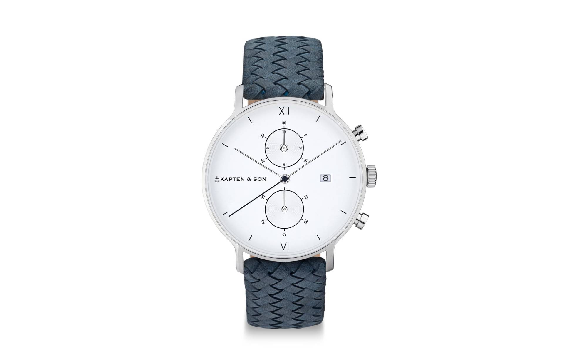 Kapten & Son Quarzuhr »Chrono Silver Light Blue Woven« von Kapten & Son