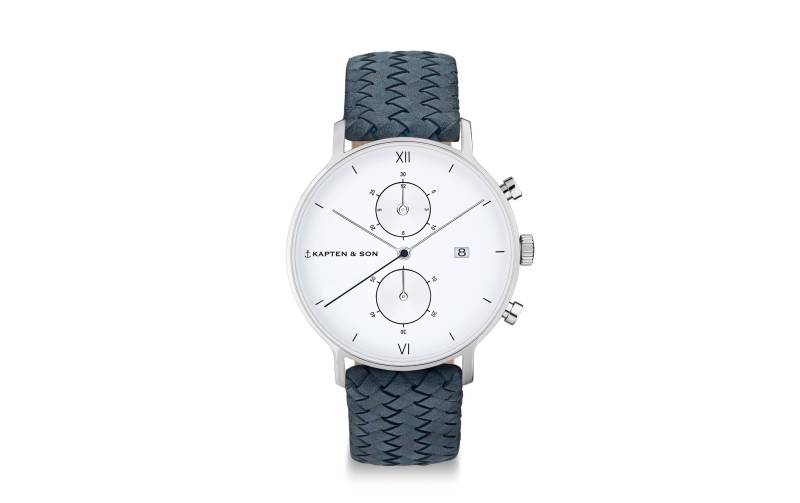 Kapten & Son Quarzuhr »Chrono Silver Light Blue Woven« von Kapten & Son