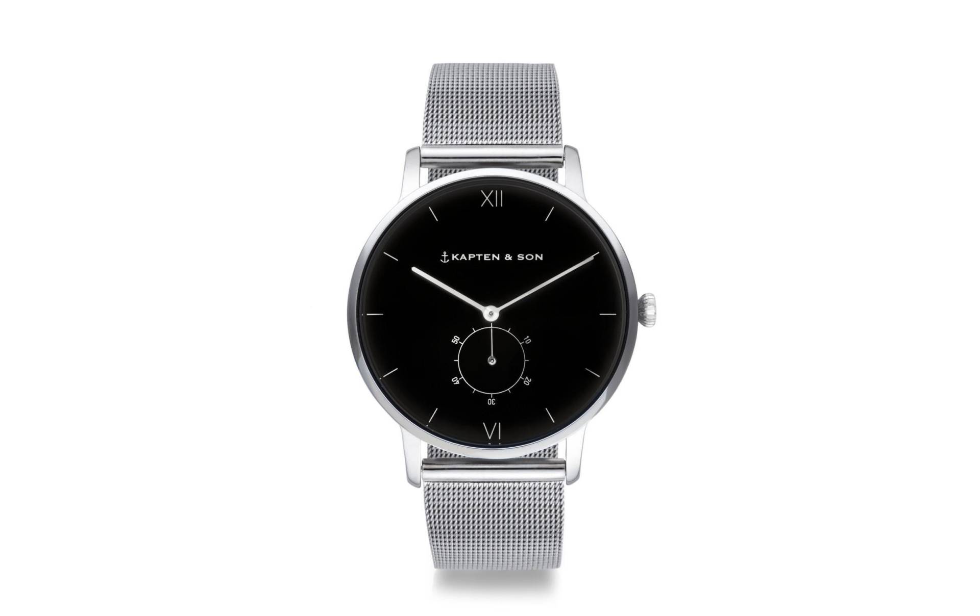 Kapten & Son Quarzuhr »Heritage Silver Black Mesh« von Kapten & Son