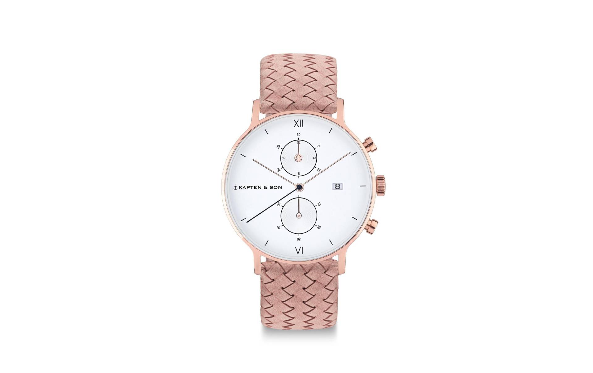 Kapten & Son Chronograph »Chrono Woven Leather, Small Rosa« von Kapten & Son