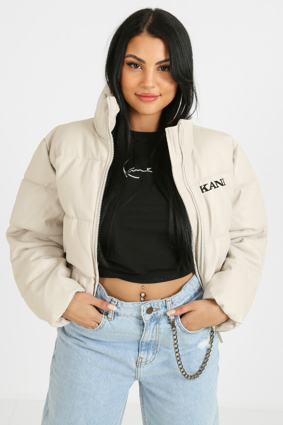 Karl Kani Crop Puffer Kunstlederjacke | Light Sand | Damen  | L von Karl Kani