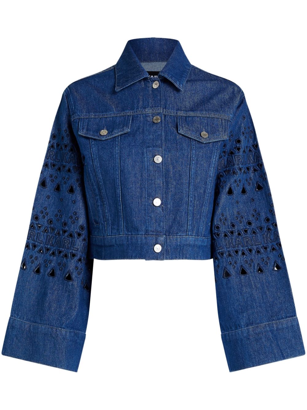 Karl Lagerfeld Jeans broderie-anglaise denim jacket - Blue von Karl Lagerfeld Jeans