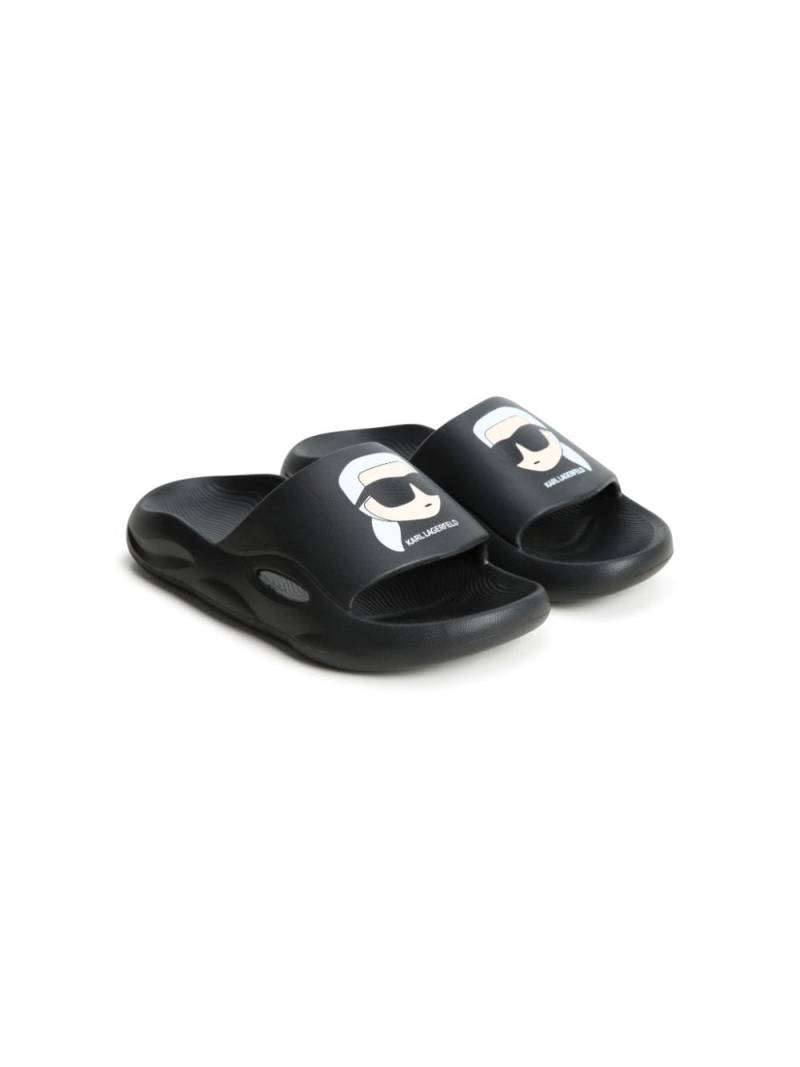 Karl Lagerfeld Kids Aqua Ikonik Karl-print slides - Black von Karl Lagerfeld Kids