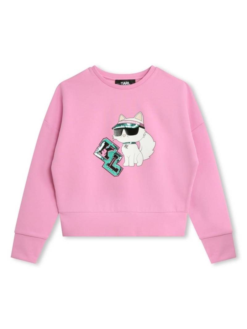 Karl Lagerfeld Kids Choupette-print cotton sweatshirt - Pink von Karl Lagerfeld Kids