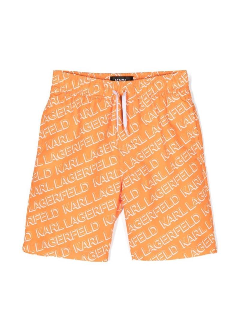 Karl Lagerfeld Kids Diagonal logo-print swim shorts - Orange von Karl Lagerfeld Kids