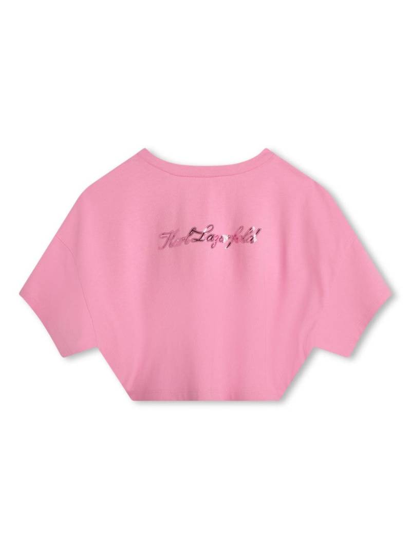 Karl Lagerfeld Kids Karl Signature cropped T-shirt - Pink von Karl Lagerfeld Kids