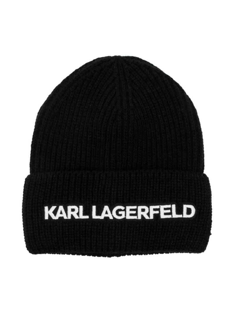 Karl Lagerfeld Kids embroidered logo beanie - Black von Karl Lagerfeld Kids