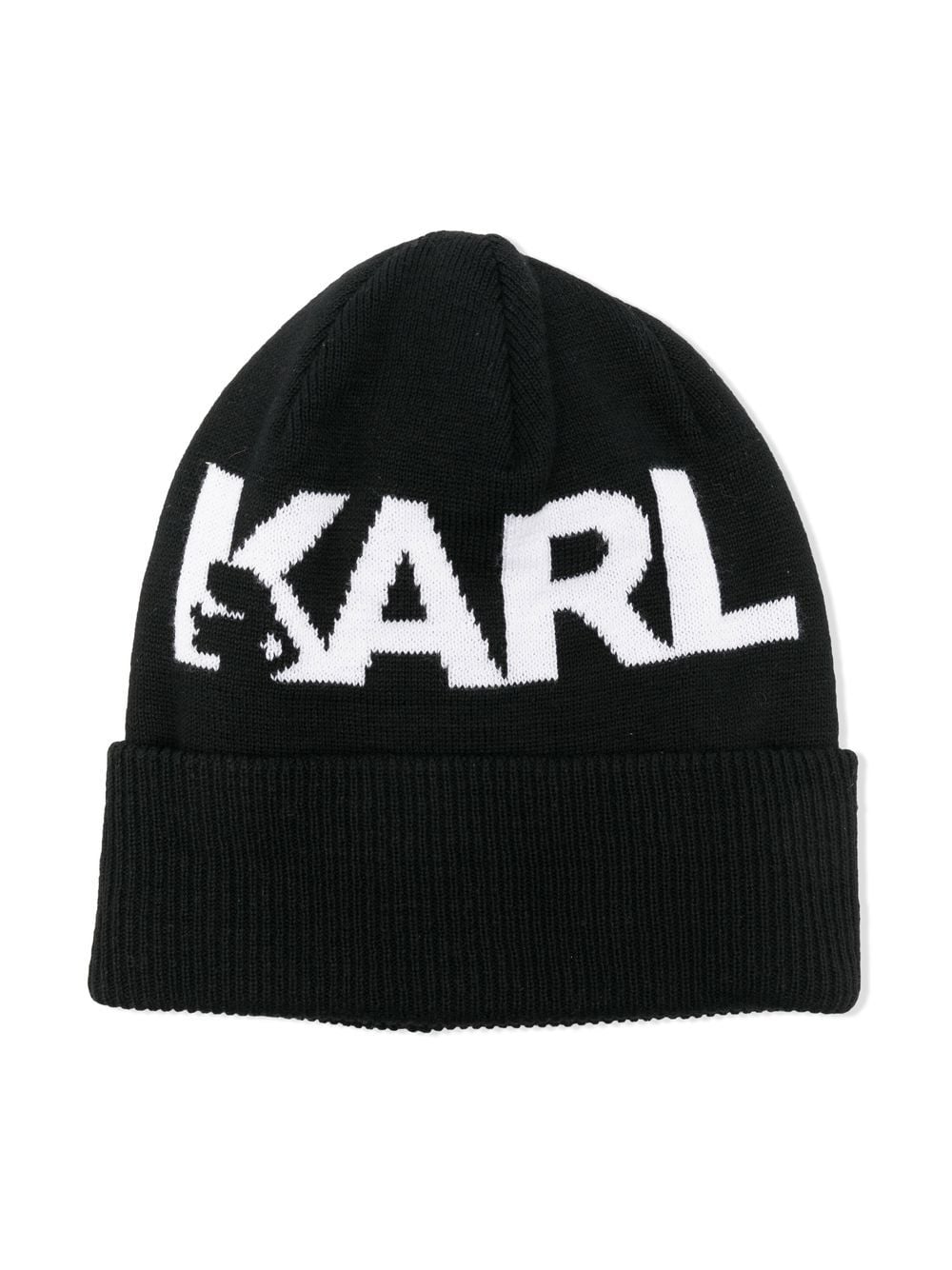 Karl Lagerfeld Kids embroidered-logo knitted beanie - Black von Karl Lagerfeld Kids