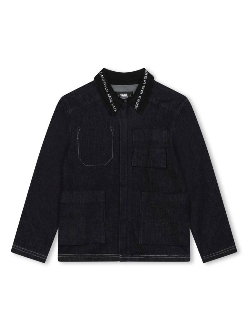 Karl Lagerfeld Kids logo-collar denim jacket - Black von Karl Lagerfeld Kids