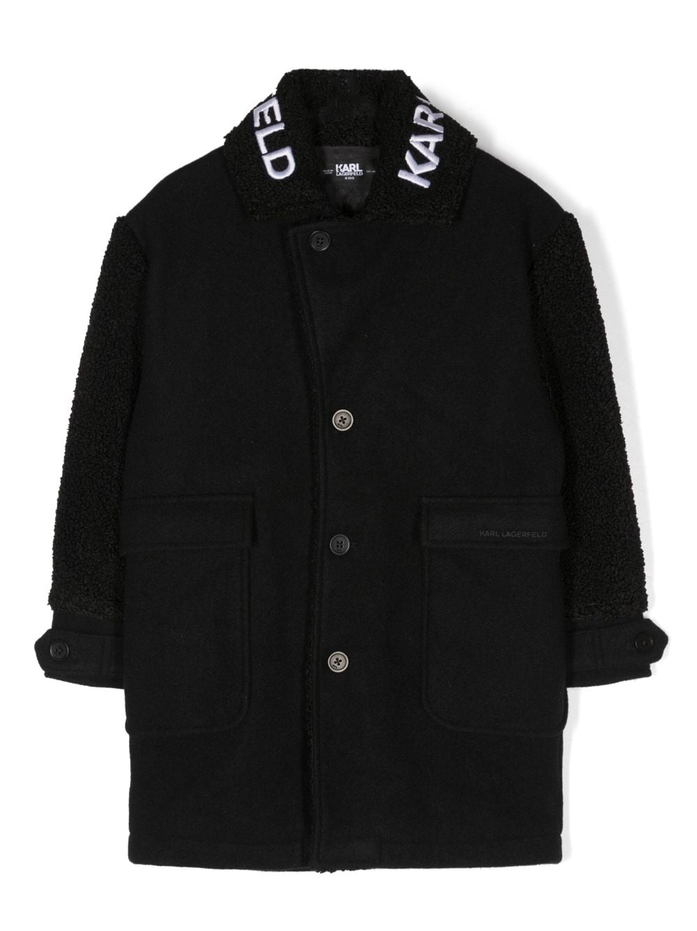 Karl Lagerfeld Kids logo-collar single-breasted coat - Black von Karl Lagerfeld Kids