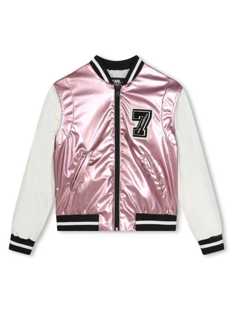 Karl Lagerfeld Kids logo-embroidered bomber jacket - Pink von Karl Lagerfeld Kids
