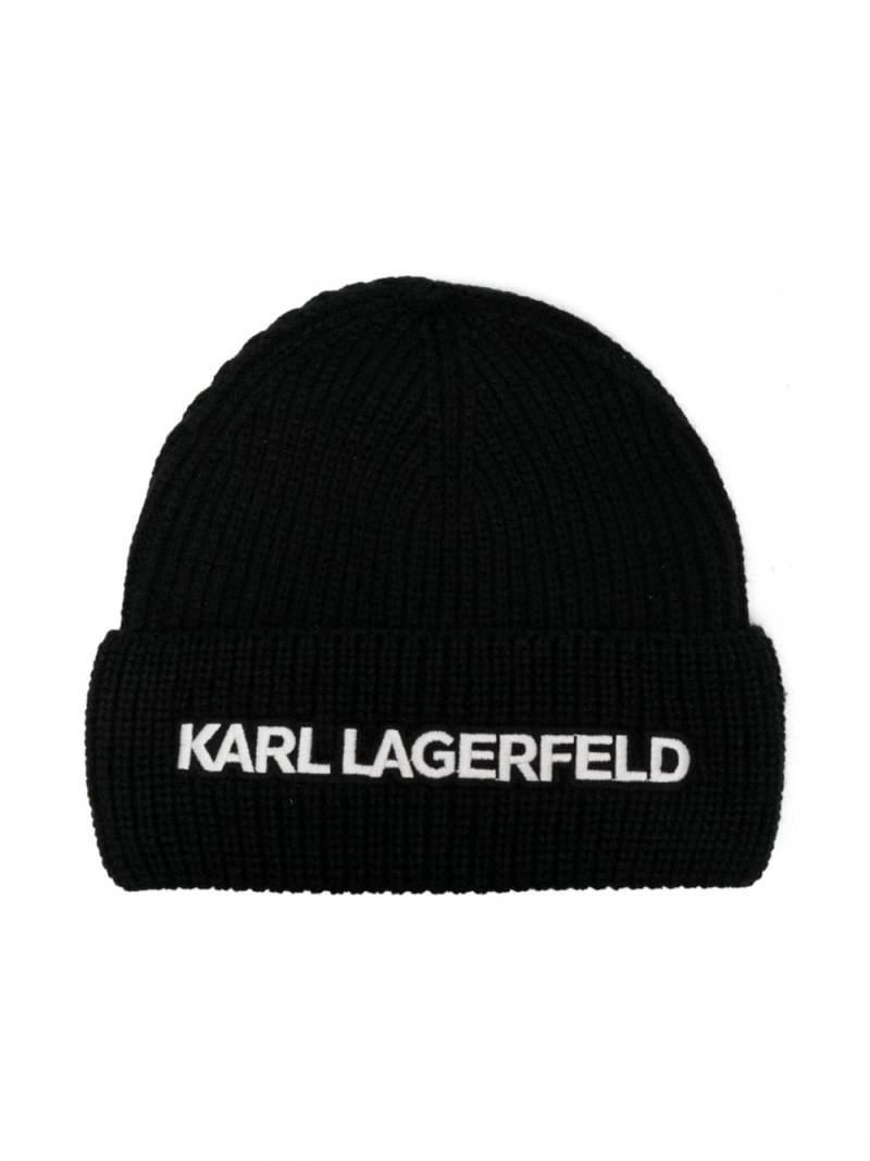 Karl Lagerfeld Kids logo-embroidered ribbed beanie - Black von Karl Lagerfeld Kids
