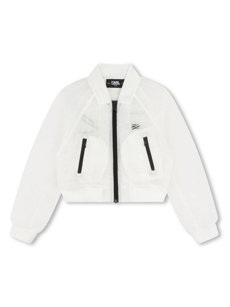 Karl Lagerfeld Kids logo-embroidered zip-up bomber jacket - White von Karl Lagerfeld Kids