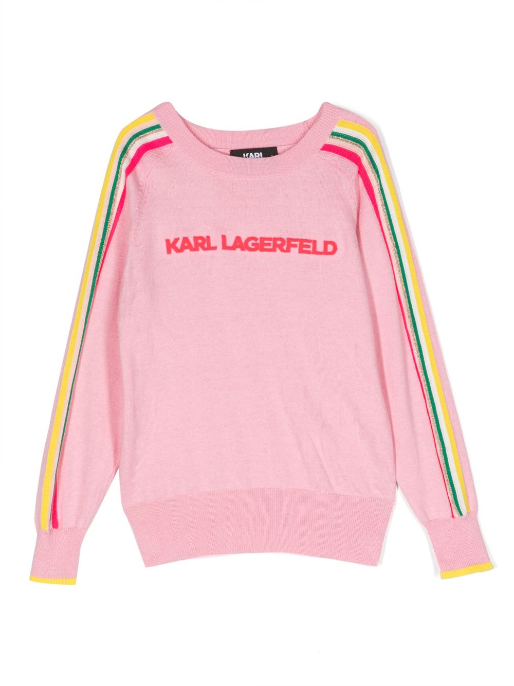 Karl Lagerfeld Kids logo-jacquard cotton-cashmere sweater - Pink von Karl Lagerfeld Kids