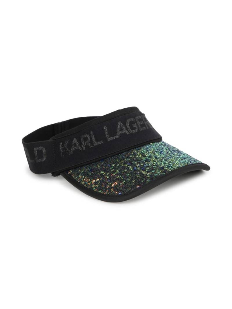 Karl Lagerfeld Kids logo-jacquard sequin-embellished sun hat - Black von Karl Lagerfeld Kids