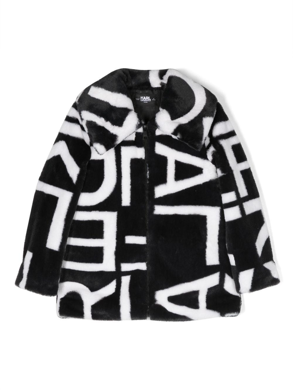 Karl Lagerfeld Kids logo-print faux-fur jacket - Black von Karl Lagerfeld Kids