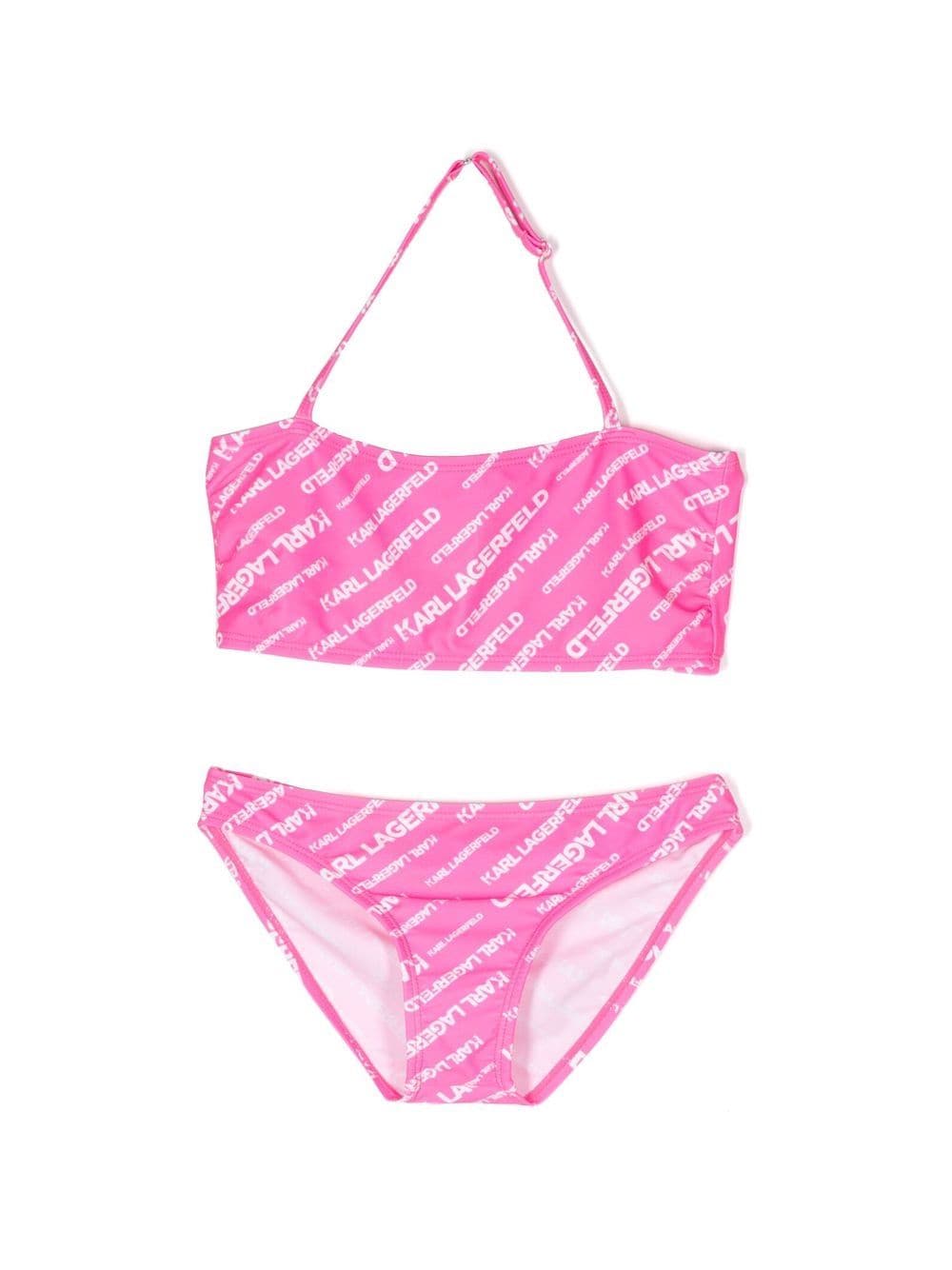 Karl Lagerfeld Kids logo-print halterneck bikini - Pink von Karl Lagerfeld Kids