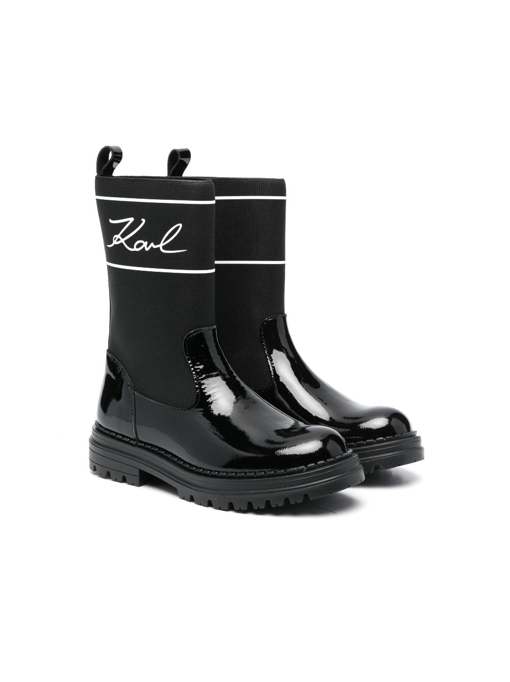 Karl Lagerfeld Kids logo-print round-toe boots - Black von Karl Lagerfeld Kids