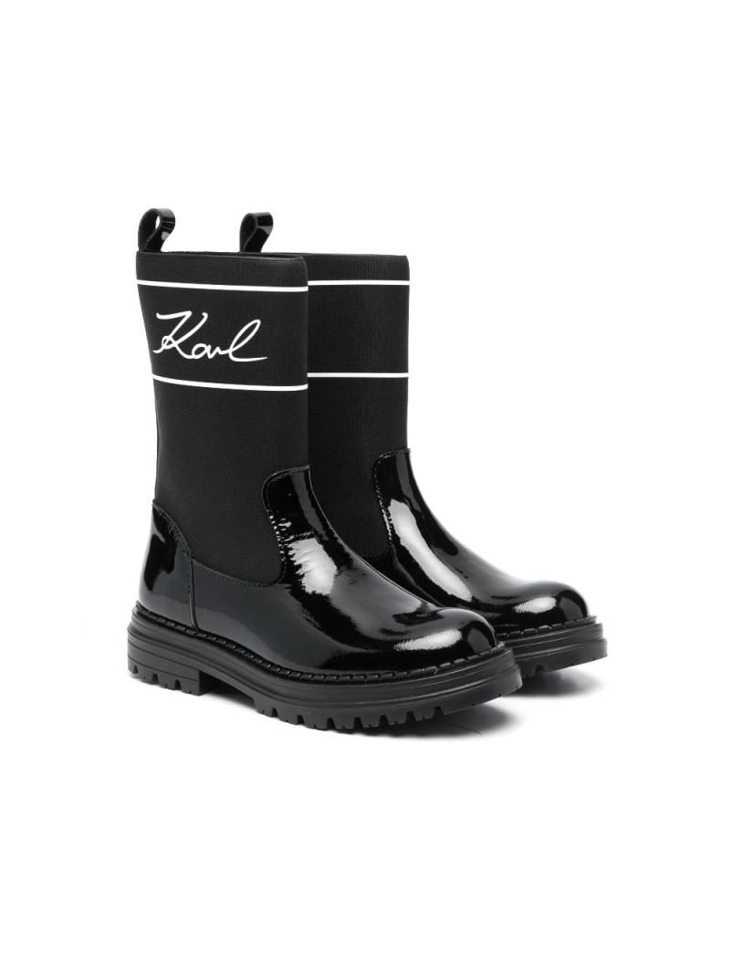 Karl Lagerfeld Kids logo-print round-toe boots - Black von Karl Lagerfeld Kids