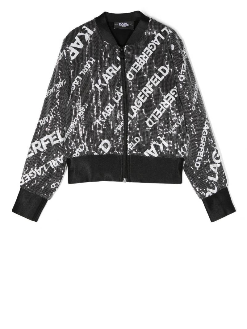 Karl Lagerfeld Kids logo-print sequin-embellished bomber jacket - Black von Karl Lagerfeld Kids
