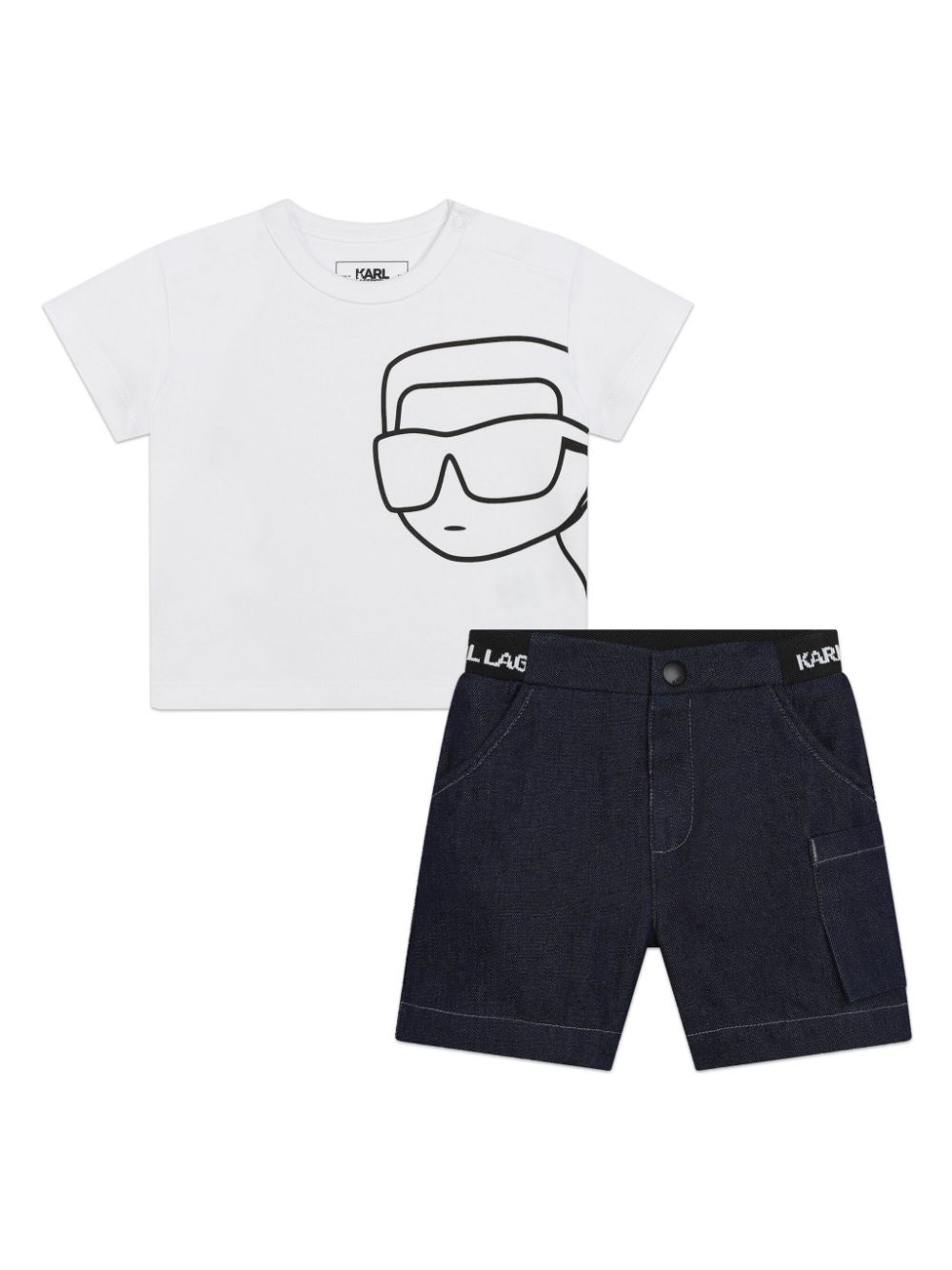 Karl Lagerfeld Kids logo-waistband organic-cotton shorts - White von Karl Lagerfeld Kids