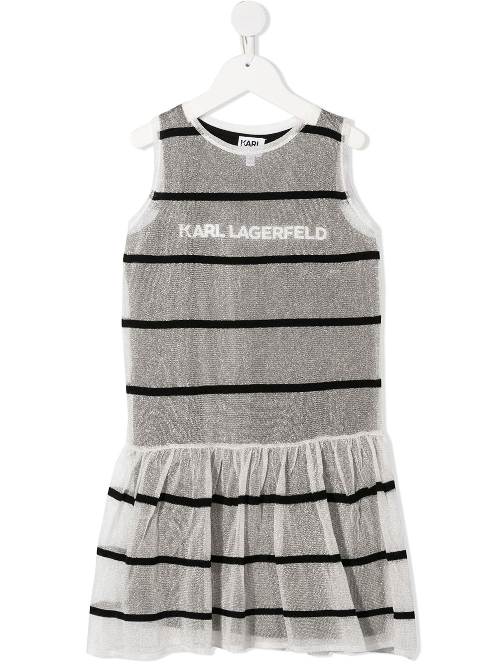 Karl Lagerfeld Kids striped jersey-knit layered dress - White von Karl Lagerfeld Kids