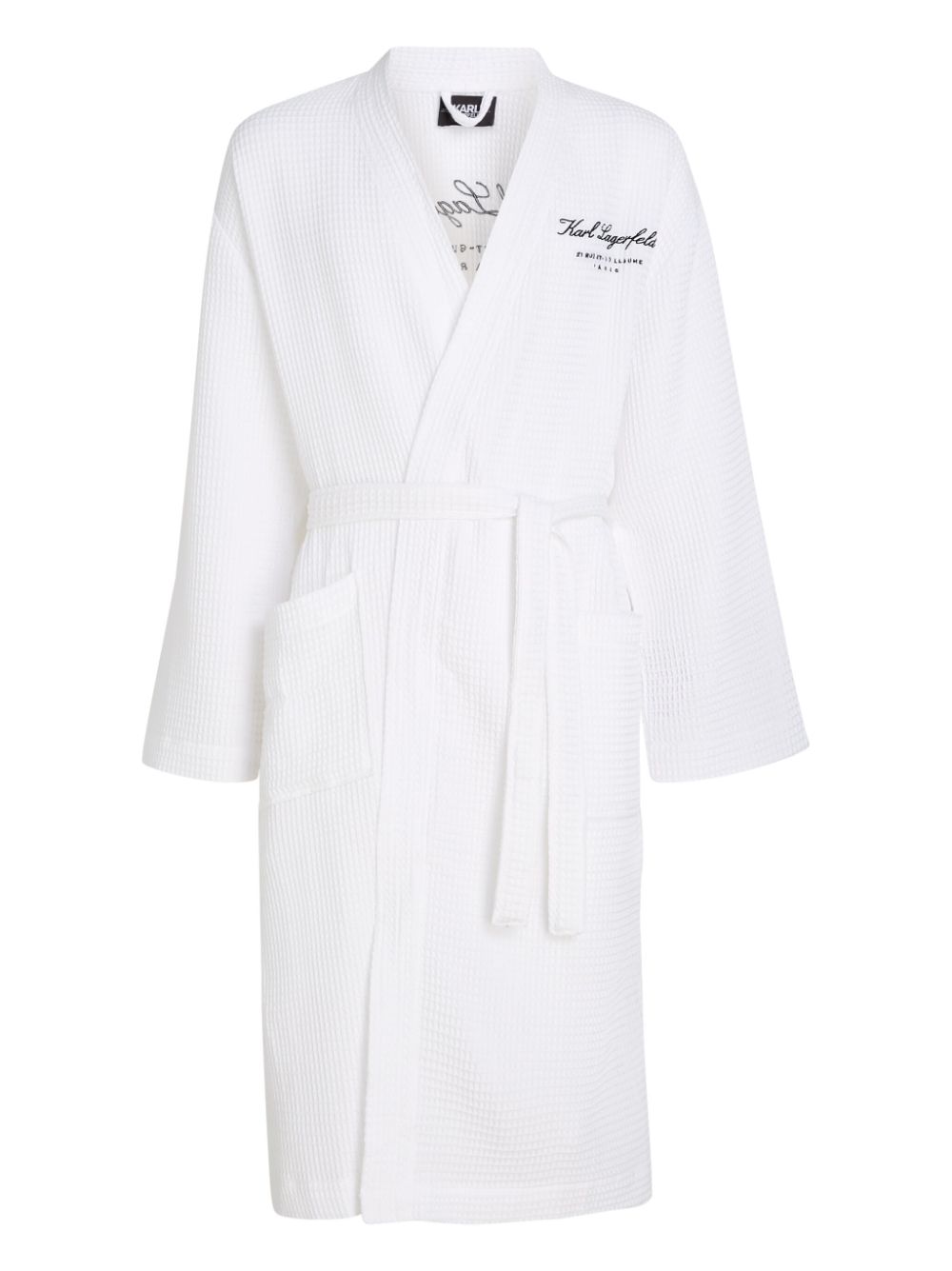 Karl Lagerfeld Hotel Karl waffle-knit bathrobe - White von Karl Lagerfeld