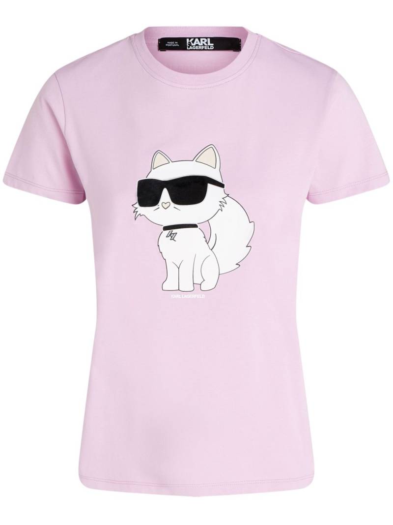 Karl Lagerfeld Ikonik Choupette organic-cotton T-shirt - Pink von Karl Lagerfeld
