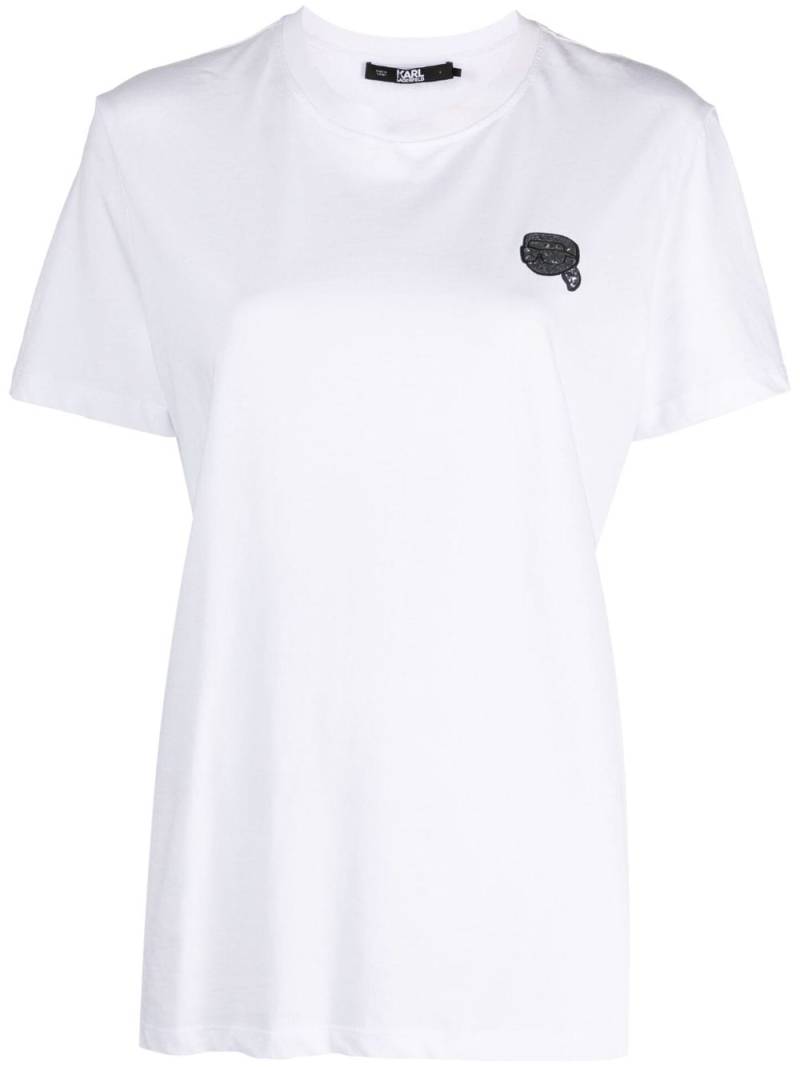 Karl Lagerfeld Ikonik 2.0 Glitter organic cotton T-shirt - White von Karl Lagerfeld