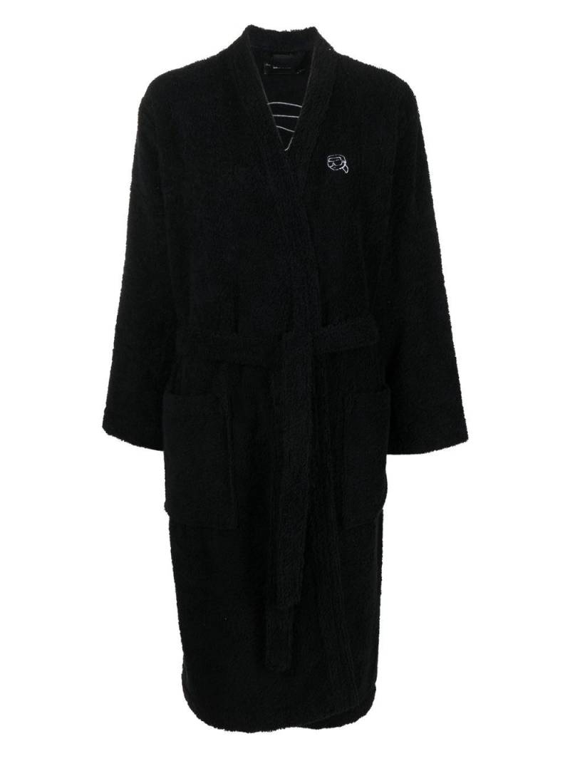 Karl Lagerfeld Ikonik 2.0 organic cotton-blend robe - Black von Karl Lagerfeld