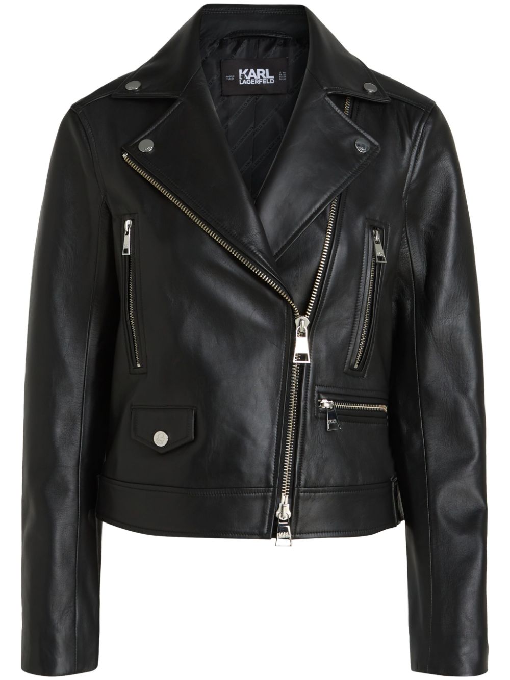 Karl Lagerfeld Ikonik Karl leather biker jacket - Black von Karl Lagerfeld