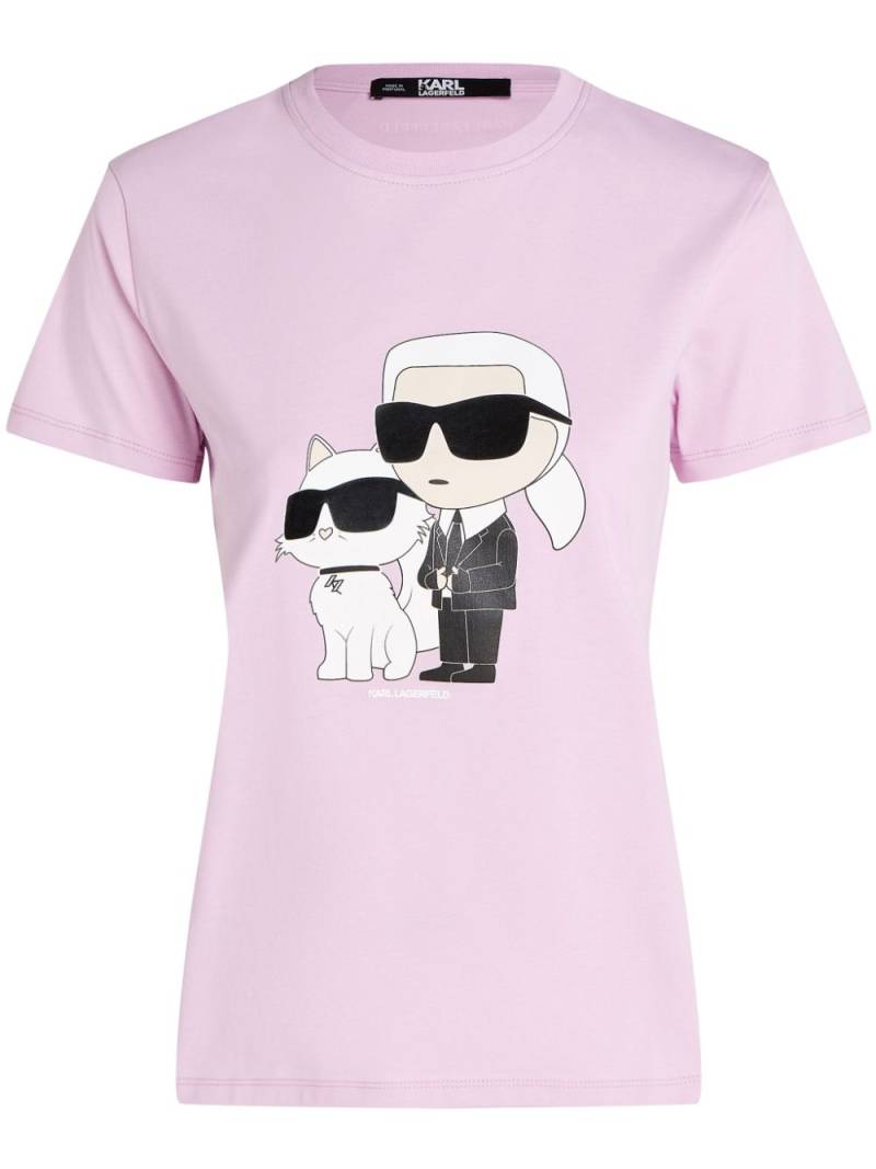 Karl Lagerfeld Ikonik Karl & Choupette T-shirt - Pink von Karl Lagerfeld