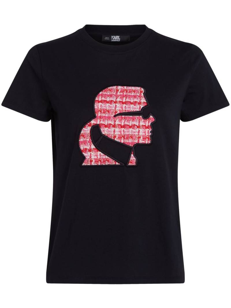 Karl Lagerfeld Bouclé Profile organic-cotton T-shirt - Black von Karl Lagerfeld