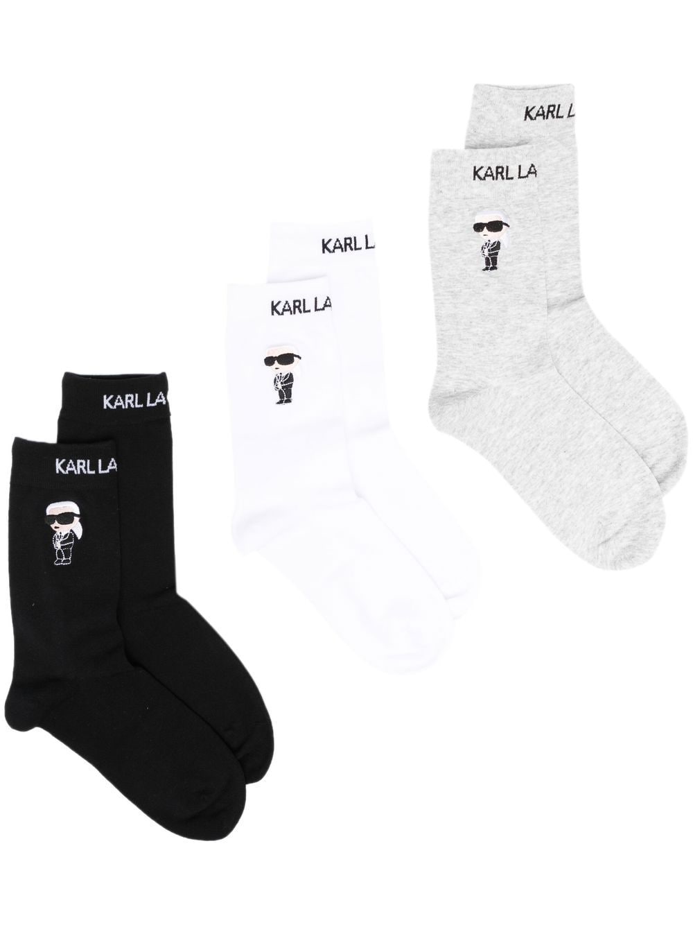 Karl Lagerfeld Ikonik intarsia-knit socks (pack of three) - Grey von Karl Lagerfeld