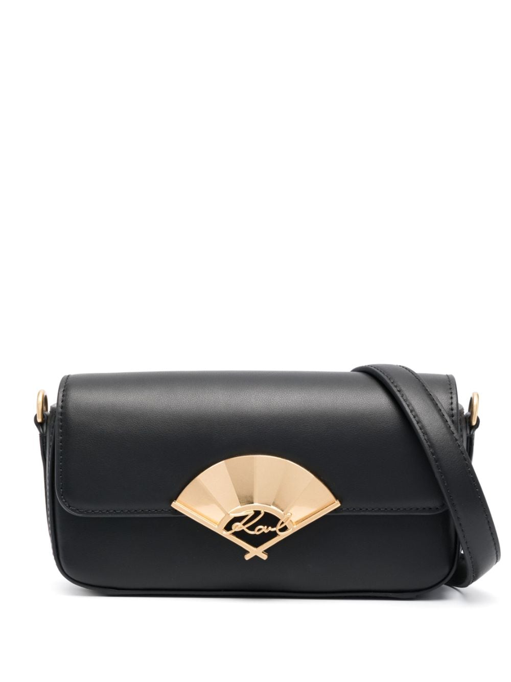 Karl Lagerfeld Signature Fan leather crossbody bag - Black von Karl Lagerfeld