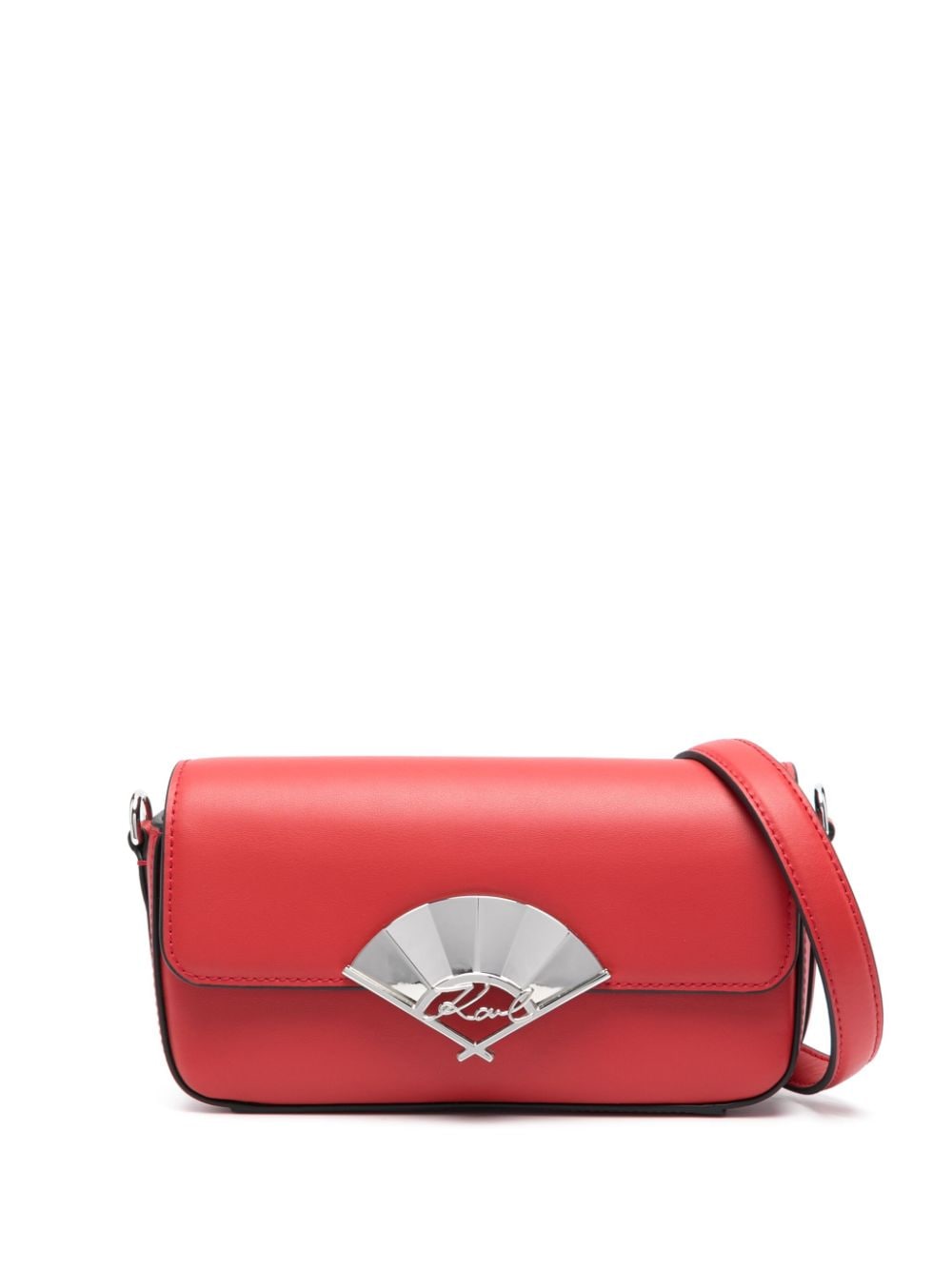 Karl Lagerfeld K/Signature Fan leather crossbody bag - Red von Karl Lagerfeld