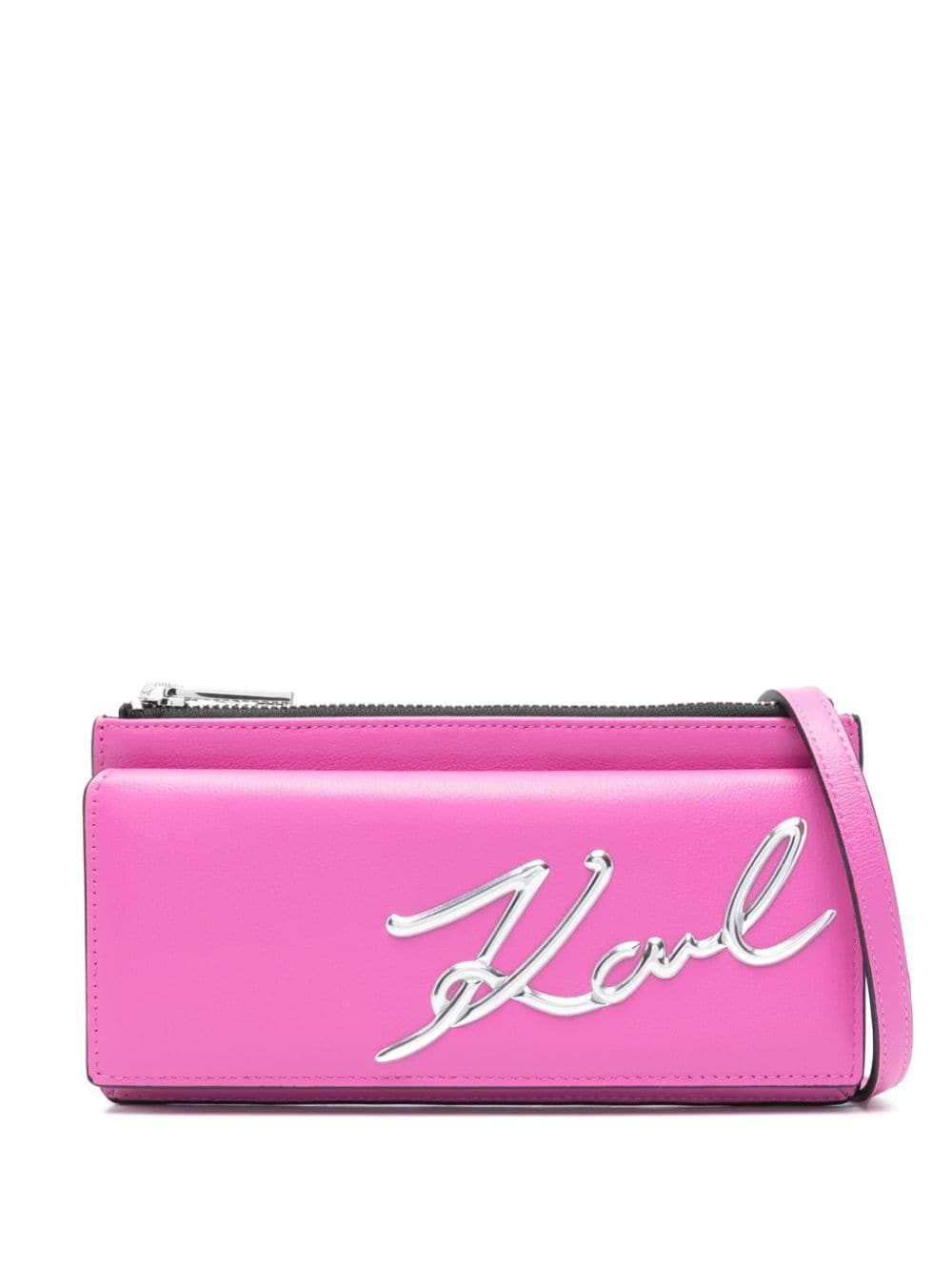 Karl Lagerfeld K/Signature leather crossbody wallet - Pink von Karl Lagerfeld