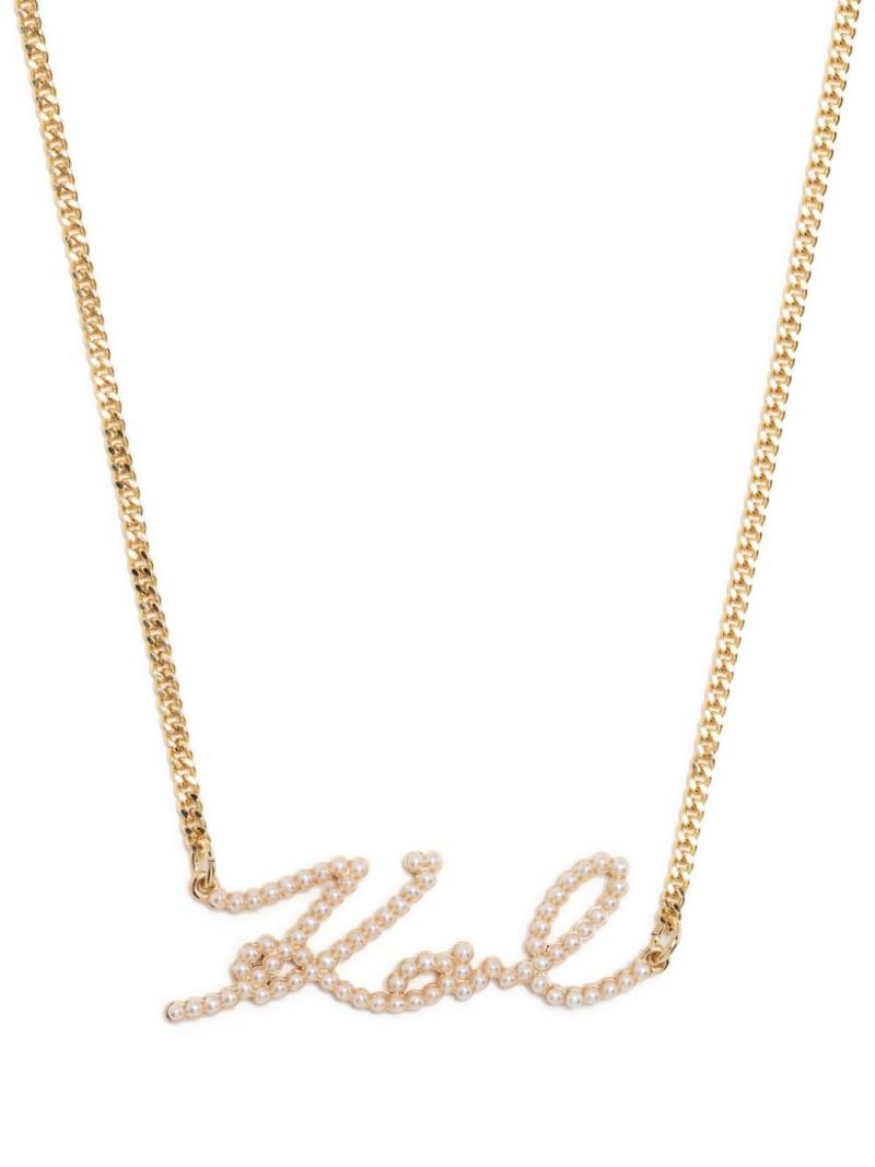 Karl Lagerfeld K/Signature pearl-embellished necklace - Gold von Karl Lagerfeld