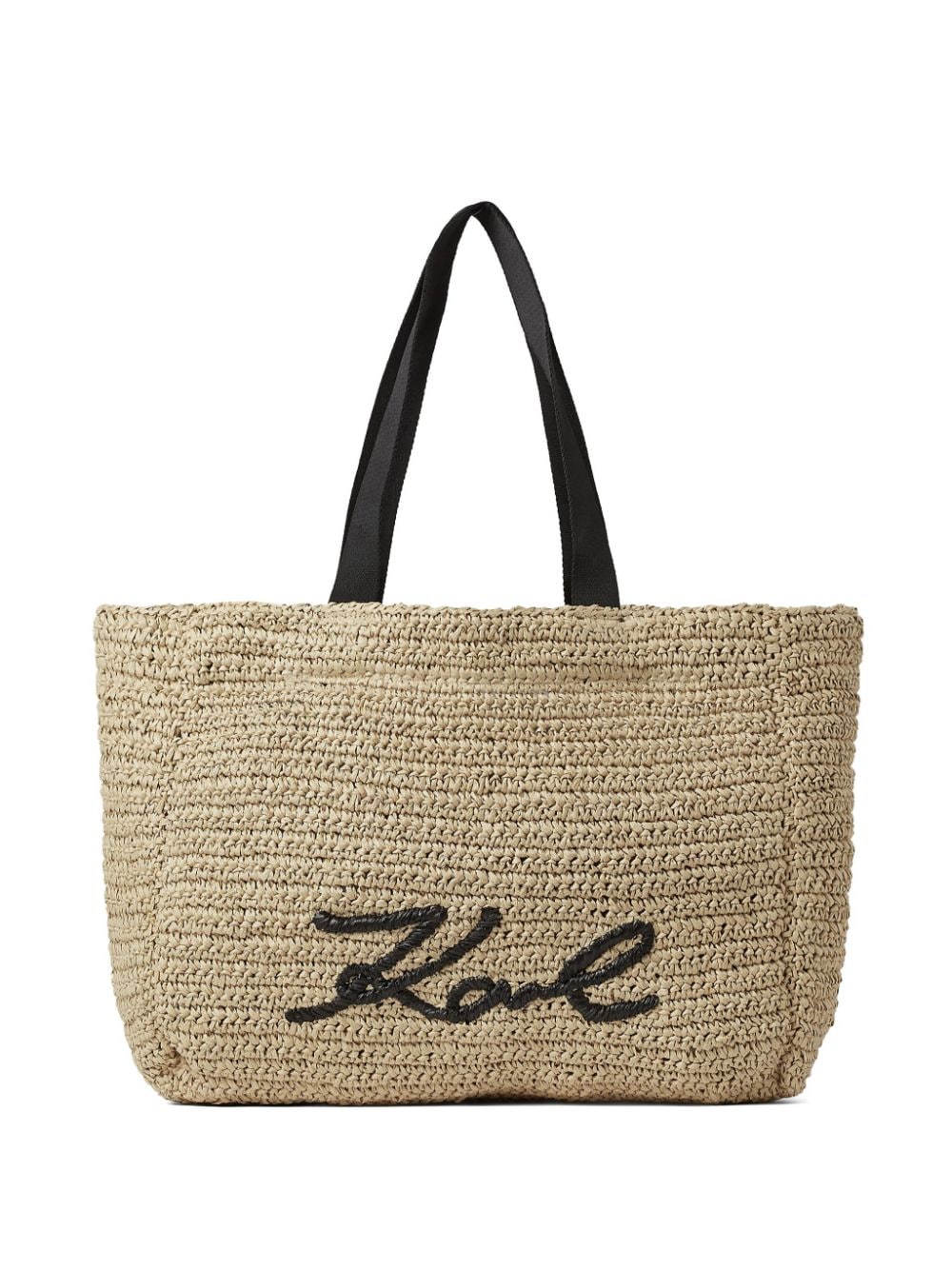 Karl Lagerfeld Signature raffia beach bag - Neutrals von Karl Lagerfeld