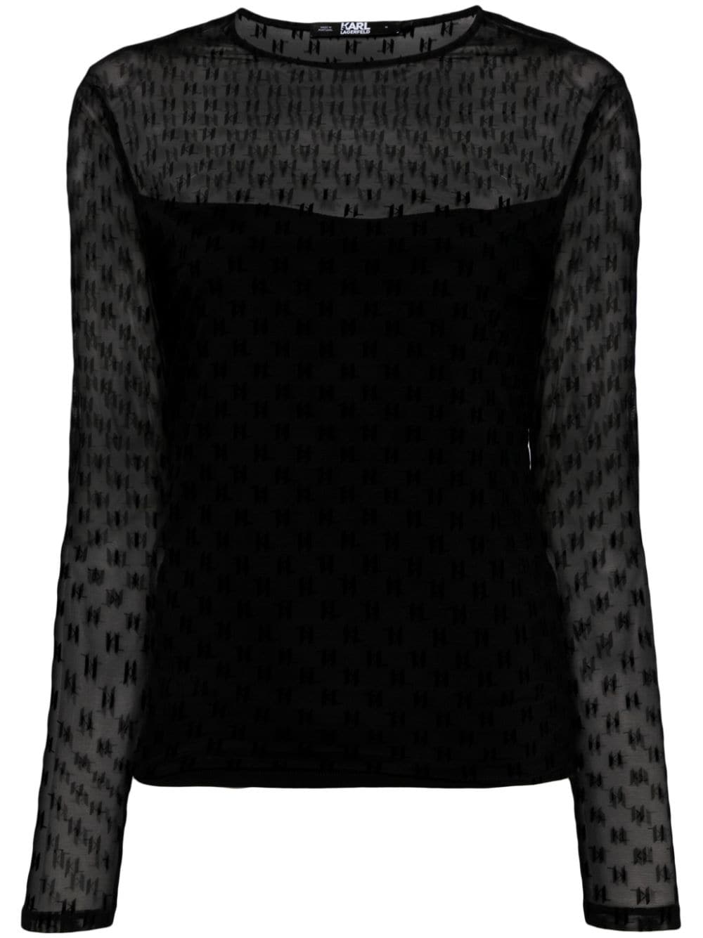 Karl Lagerfeld KL-logo mesh top - Black von Karl Lagerfeld