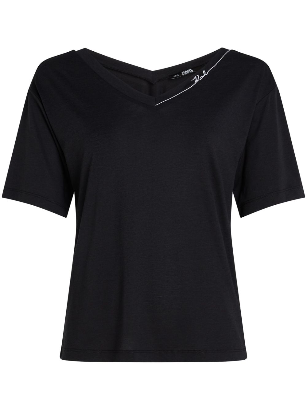 Karl Lagerfeld Signature V-neck T-shirt - Black von Karl Lagerfeld