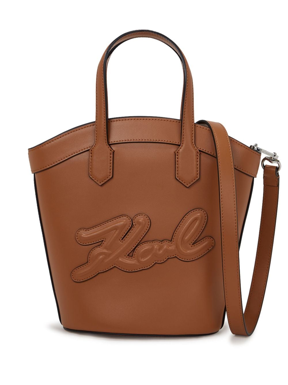 Karl Lagerfeld small Signature Tulip leather tote bag - Brown von Karl Lagerfeld