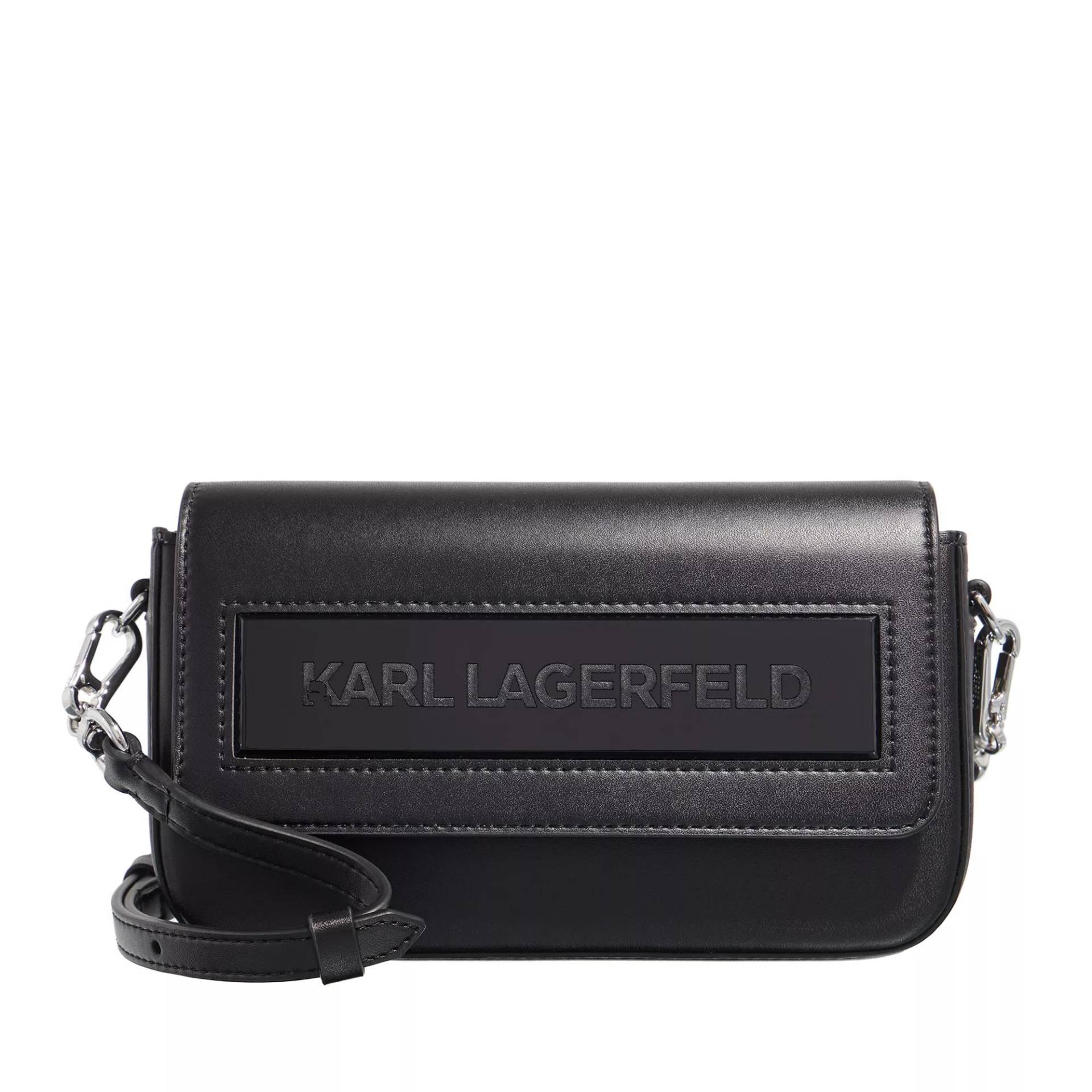 Karl Lagerfeld Umhängetasche - Icon K Sm Flap Shb Leather - Gr. unisize - in Schwarz - für Damen von Karl Lagerfeld