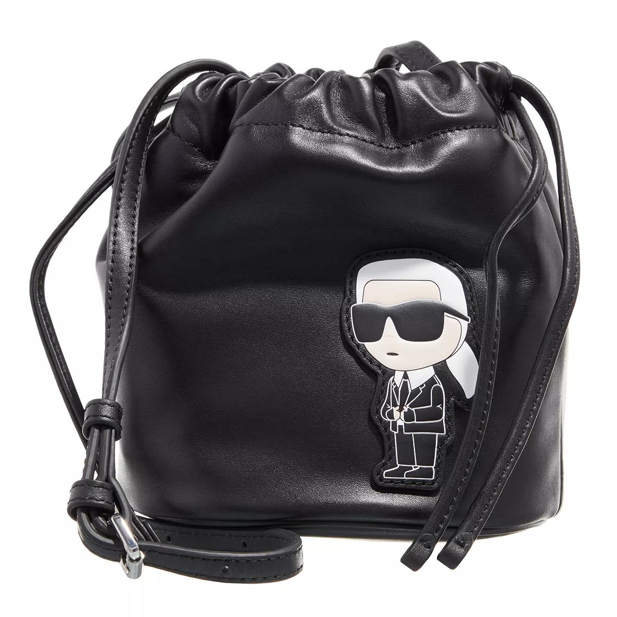 Karl Lagerfeld Umhängetasche - Ikonik Leather Small Bucket - Gr. unisize - in Schwarz - für Damen von Karl Lagerfeld