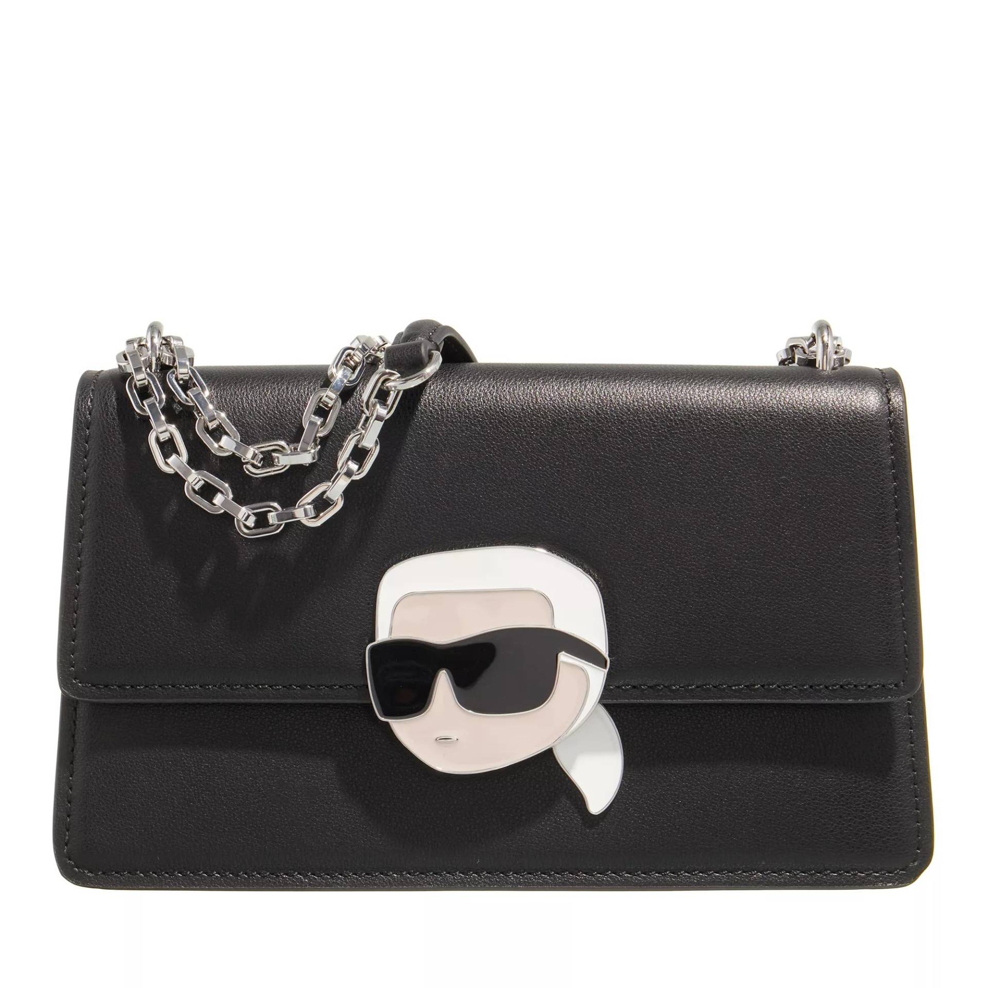 Karl Lagerfeld Umhängetasche - K/Ikonik 2.0 Leather SHB Lock - Gr. unisize - in Schwarz - für Damen von Karl Lagerfeld