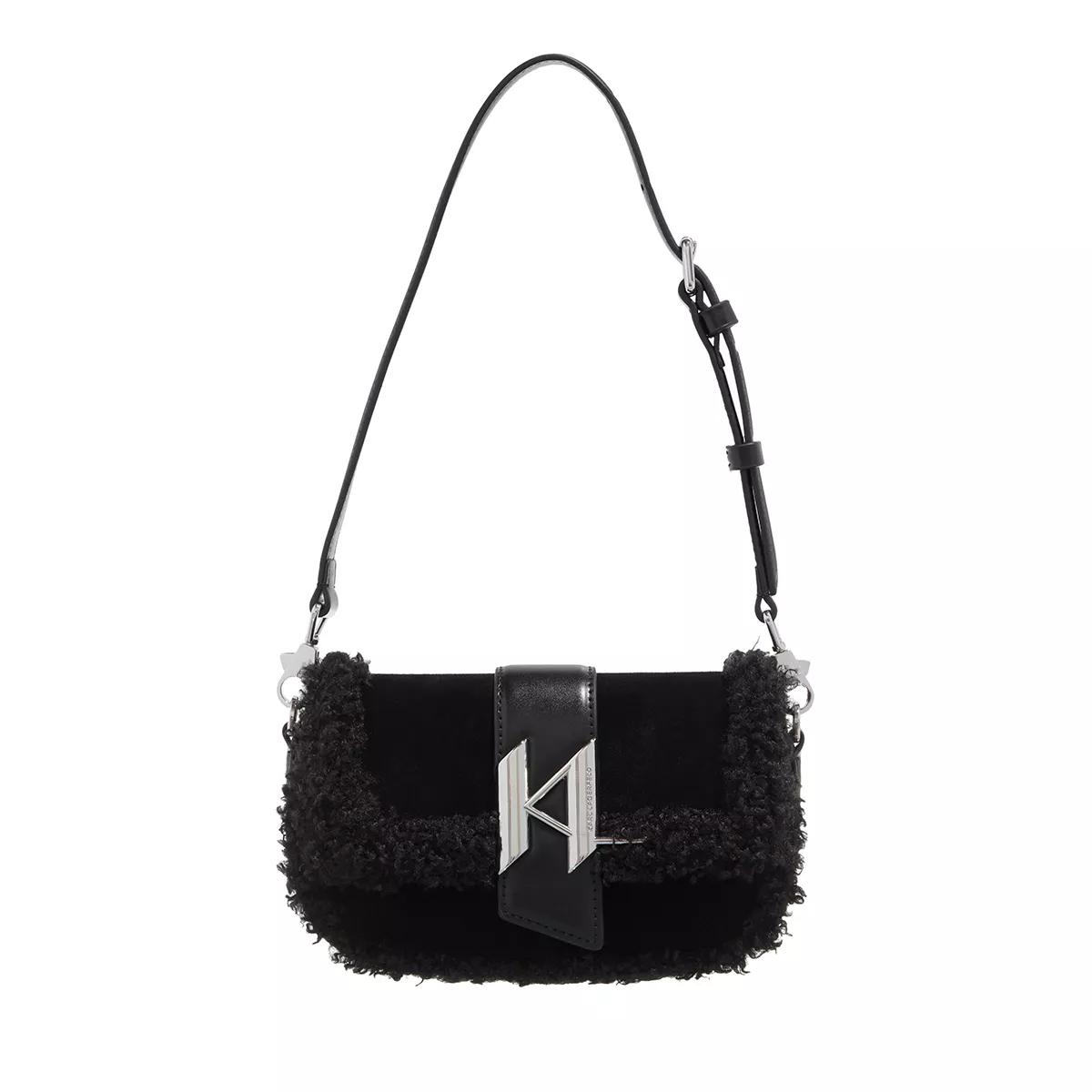 Karl Lagerfeld Umhängetasche - K/Saddle Sp Sm Shb Suede Shear - Gr. unisize - in Schwarz - für Damen von Karl Lagerfeld