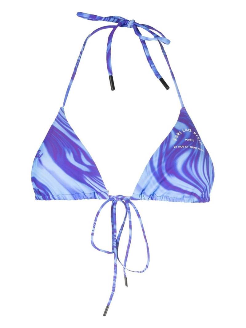 Karl Lagerfeld abstract-print string bikini top - Blue von Karl Lagerfeld