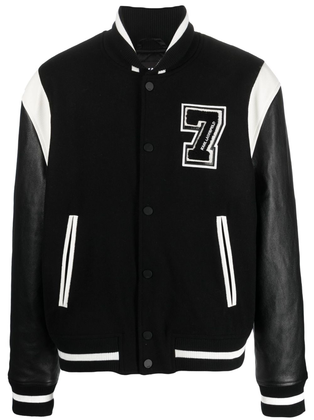 Karl Lagerfeld appliqué-detail varsity bomber jacket - Black von Karl Lagerfeld